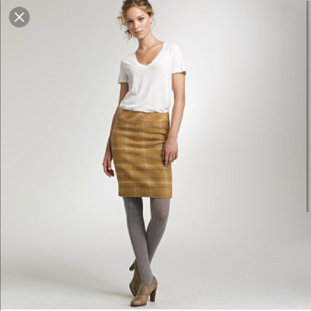 J.Crew Wool Sunnie Pencil Skirt. Yellow/ Gold